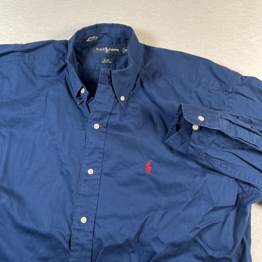 Ralph Lauren Shirt Mens XL Blue Blake Long Sleeve Button Down Pony Logo Casual